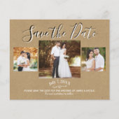 Rode Kraft Buffalo geruite foto save the date (Voorkant)