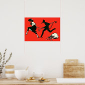 Rode Krampus achtervolgt vrouw appels Poster (Keuken)
