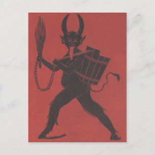 Rode Krampus Mand Switch Ketting Tong Briefkaart