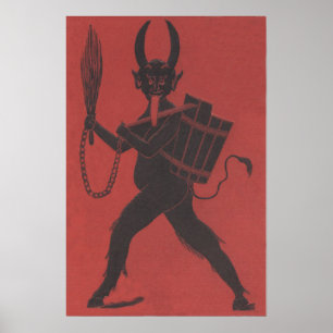Rode Krampus Mand Switch Ketting Tong Poster