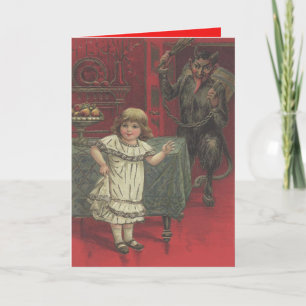 Rode Krampus Meisje Eetkamer Schakelaar Feestdagen Kaart
