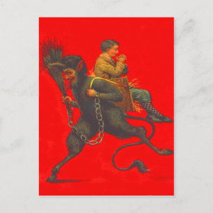 Rode Krampus Ontvoering Biddende Jongen Briefkaart