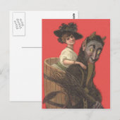 Rode Krampus Ontvoert Vrouw Switch Briefkaart (Voorkant / Achterkant)