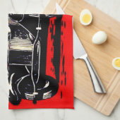 Rode Krampus Ontvoert Vrouwen Auto Theedoek (Quarter Fold)