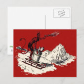 Rode Krampus slee rovend kind op de berg Switch Briefkaart (Voorkant / Achterkant)