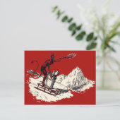 Rode Krampus Sleigh Mountain Switch ontvoerd Briefkaart (Staand voorkant)
