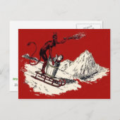 Rode Krampus Sleigh Mountain Switch ontvoerd Briefkaart (Voorkant / Achterkant)