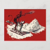 Rode Krampus Sleigh Mountain Switch ontvoerd Briefkaart (Voorkant)