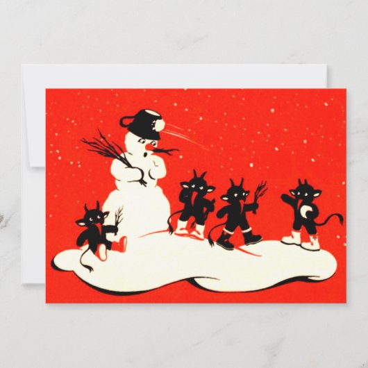 Rode Krampus Sneeuwbalgevecht Sneeuwman (Voorkant)