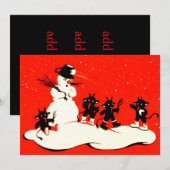 Rode Krampus Sneeuwbalgevecht Sneeuwman (Voorkant / Achterkant)
