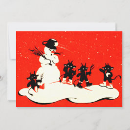 Rode Krampus Sneeuwbalgevecht Sneeuwman