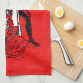 Rode Krampus Snijdende Hartbreker Theedoek (Quarter Fold)