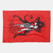 Rode Krampus Snijdende Hartbreker Theedoek (Horizontaal)