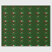 Rode krans en Jingle Bells Green Wrapping Paper Cadeaupapier (Vlak)