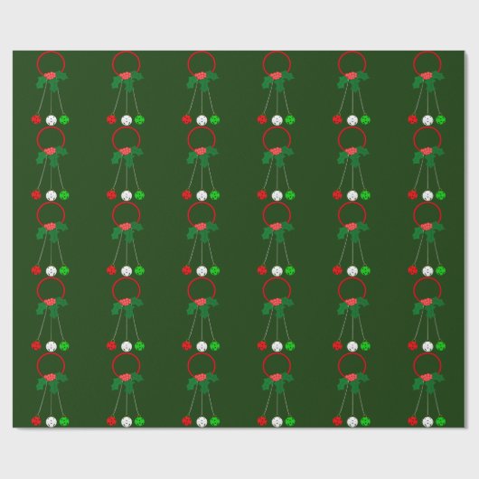 Rode krans en Jingle Bells Green Wrapping Paper Cadeaupapier (Vlak)