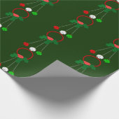 Rode krans en Jingle Bells Green Wrapping Paper Cadeaupapier (Hoek)