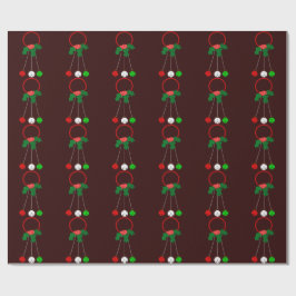 Rode krans en Jingle Bells Red Wrapping Paper Cadeaupapier