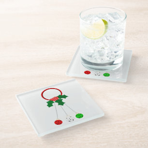 Rode krans en Jingle Bells Wit Onderzetter