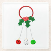 Rode krans en Jingle Bells Wit Onderzetter (Voorkant)