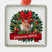 Rode krans Kerstmis Metalen Ornament (Voorkant)