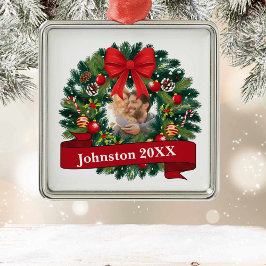 Rode krans Kerstmis Metalen Ornament