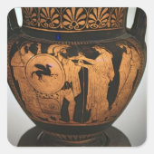 Rode krater vierkante sticker (Voorkant)