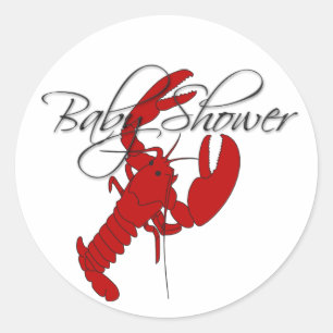 Rode Kreeft Babyshower Ronde Sticker