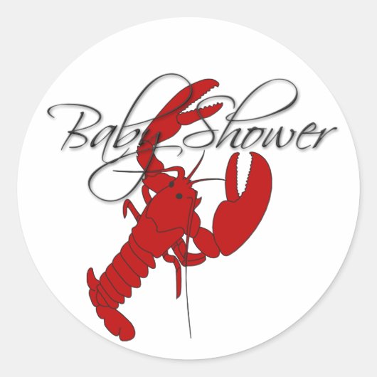 Rode Kreeft Babyshower Ronde Sticker (Voorkant)