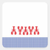 Rode kreeft blauw wit gingham kustlijn Sticker (Voorkant)
