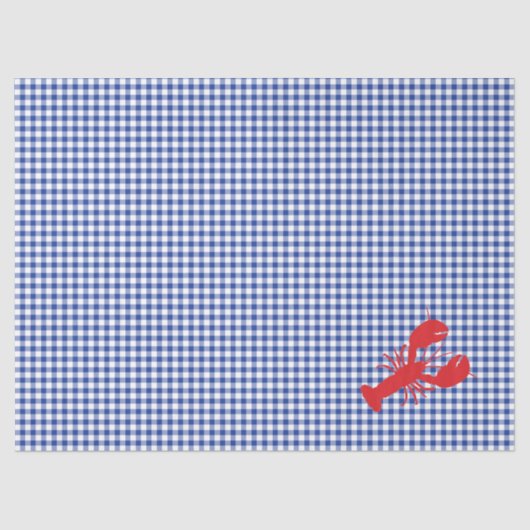 Rode kreeft blauw wit gingham preppy kustplezier tissuepapier (Voorkant)