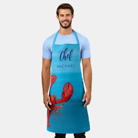 Rode kreeft blauw zee rivierkreeften kookfeest che schort (Gedragen)