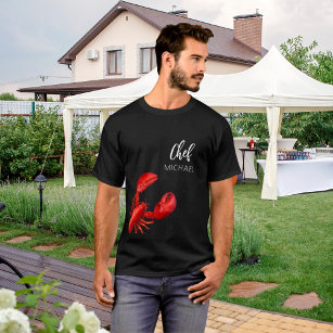 Rode kreeft chef-kok naam t-shirt