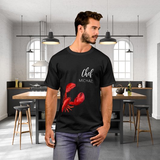 Rode kreeft chef-kok naam t-shirt