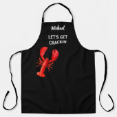Rode kreeft Crawfish boil party chef kok zwart Schort (Voorkant)