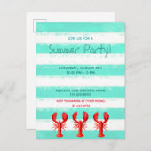 Rode kreeft groene zomer uitnodiging (Voorkant / Achterkant)