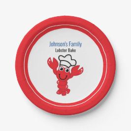 Rode kreeft Leuke Cartoon Chef Pet Illustratie Papieren Bordje