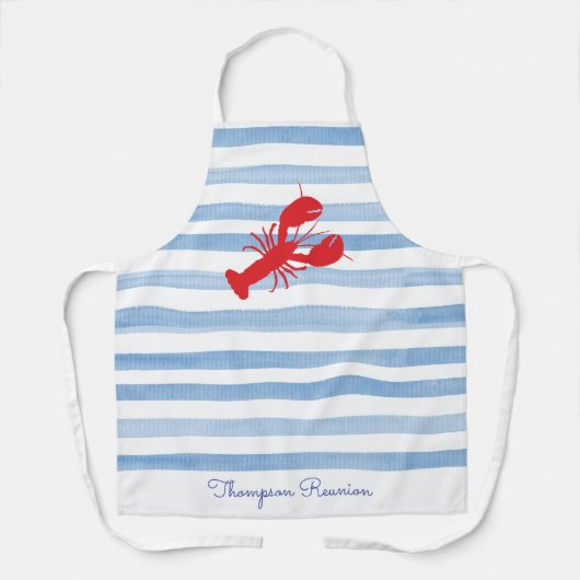 Rode kreeft NAAM Reunion Strepen Blauw Wit Preppy Schort (Voorkant)