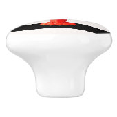 Rode kreeft op zwarte witte zeegrepen keramische knop (Zijkant)