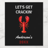 Rode kreeft partij citaat naam zwart wijn etiket (Enkel label)