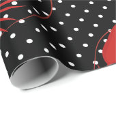 Rode kreeft polka dots zwart cadeaupapier (Rol Hoek)