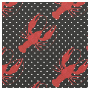 Rode kreeft polka dots zwart stof