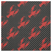 Rode kreeft polka dots zwart stof (Swatch)
