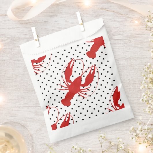 Rode kreeft polka stippen wit bedankzakje (Geknipt)