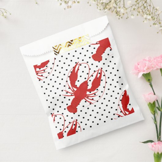 Rode kreeft polka stippen wit bedankzakje (Gezegeld)