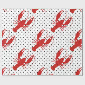 Rode kreeft polka stippen wit cadeaupapier (Vlak)