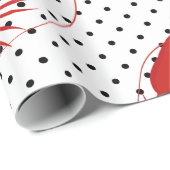 Rode kreeft polka stippen wit cadeaupapier (Rol Hoek)