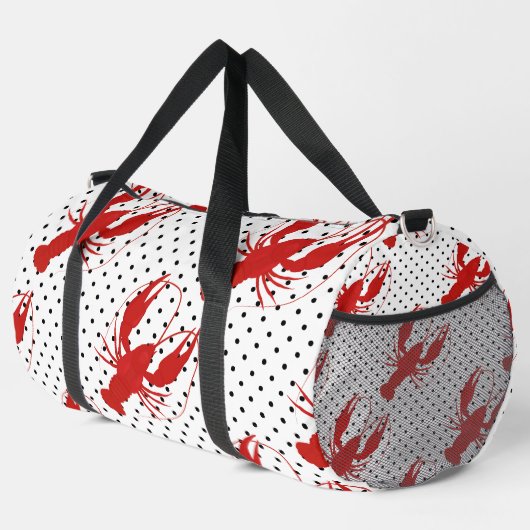 Rode kreeft polka stippen wit plunjezak (Rechterhoek)