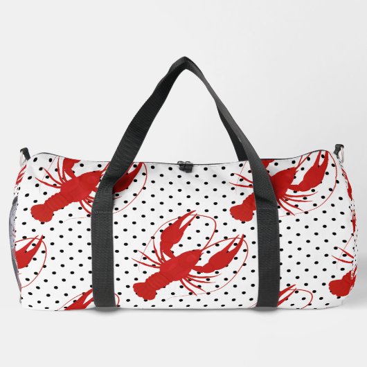 Rode kreeft polka stippen wit plunjezak (Achterkant)