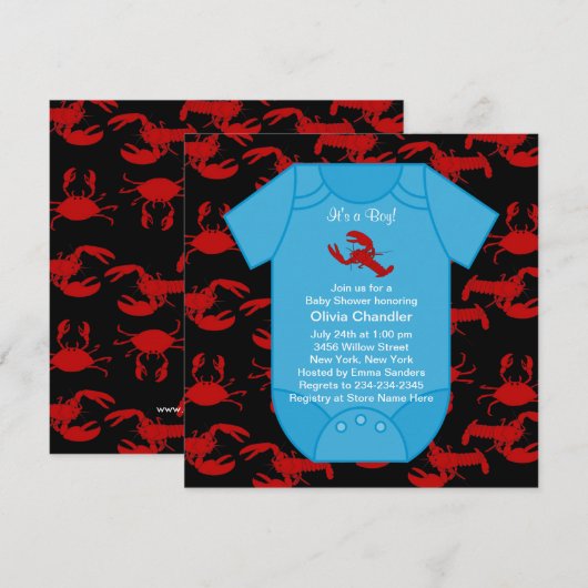 Rode kreeft rivierkreeft Baby Boy Shower Invita Kaart (Voorkant / Achterkant)
