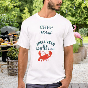 Rode kreeft rivierkreeft kookfeest partij chef kok t-shirt